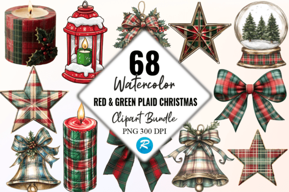 Download Red &amp; Green Plaid Christmas Clipart PNG - Christmas Collection