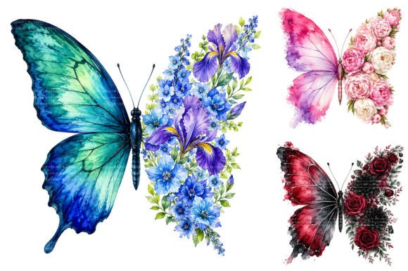 Download Watercolor Floral Butterfly Sublimation - Watercolor floral Collection