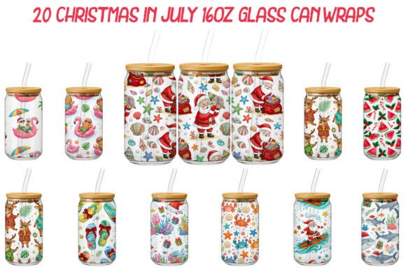 Download Christmas in July 16oz Glass Can Wraps - Christmas Collection