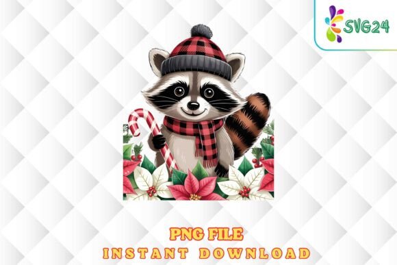 Download Buffalo Plaid Raccoon Christmas Png - Christmas Collection