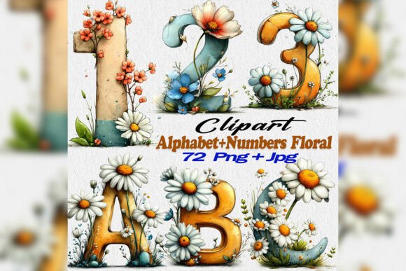 Download Watercolor Floral Alphabet and Letters - Watercolor floral Collection