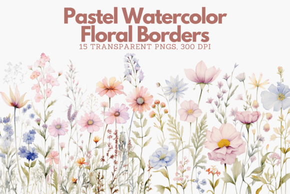 Download Elegant Pastel Watercolor Floral Borders - Watercolor floral Collection