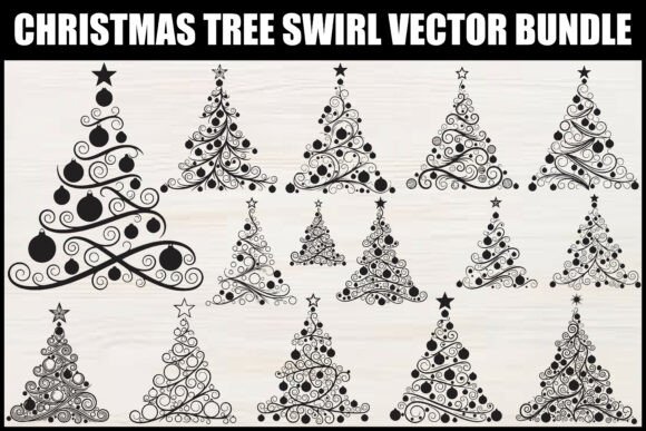 Download Christmas Tree Swirl Vector Bundle - Christmas Collection