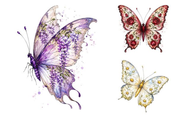 Download Watercolor Floral Butterflies PNG - Watercolor floral Collection