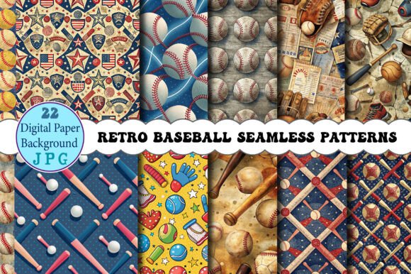 Download Retro Baseball Seamless Patterns - Premium Bundle