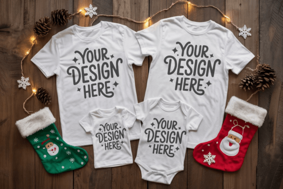 Download Family Christmas Tee Flat Lay Mockup 14 - Christmas Collection