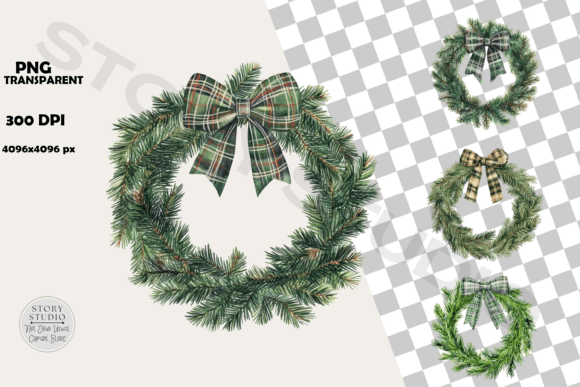 Download Festive Plaid Bow Christmas Wreaths - Christmas Collection