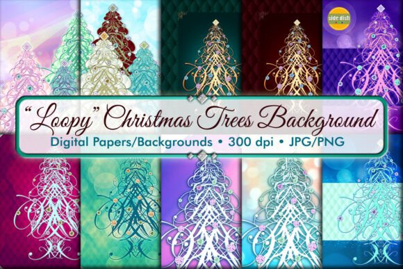 Download Loopy Christmas Trees Digital Background - Christmas Collection