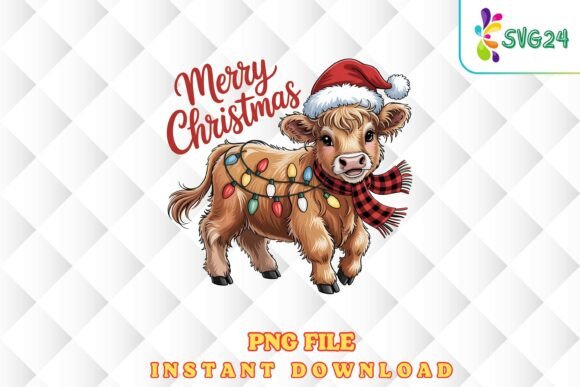 Download Cute Christmas Highland Cow Png - Christmas Collection