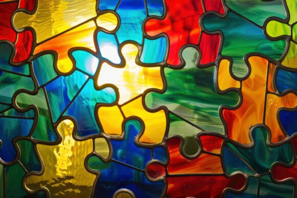 Download Stained Glass Puzzle Background Wallpape - Puzzle background Collection