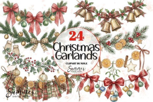 Download Christmas Garland Decorations Clipart - Christmas Collection