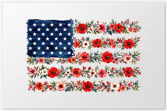 Download Watercolor Floral American Flag PNG - Watercolor floral Collection