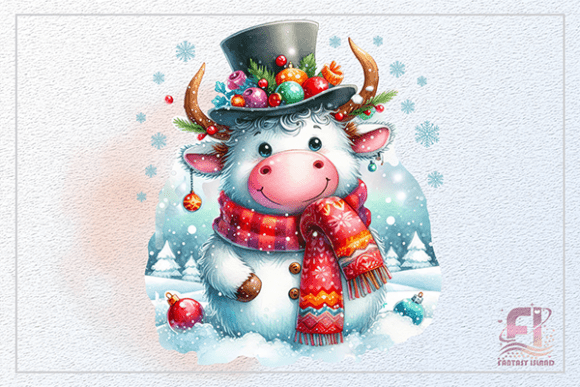 Download Christmas Cute Cow White Winter Calf PNG - Christmas Collection