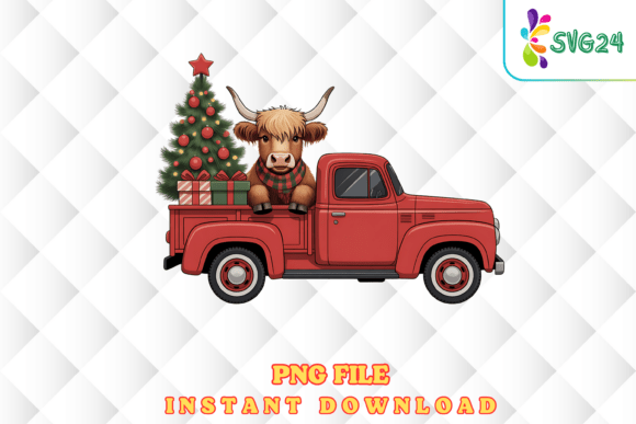 Download Christmas Cow Red Truck PNG - Christmas Collection