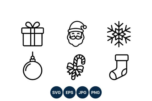 Download Christmas Icons Black and White Holiday - Christmas Collection