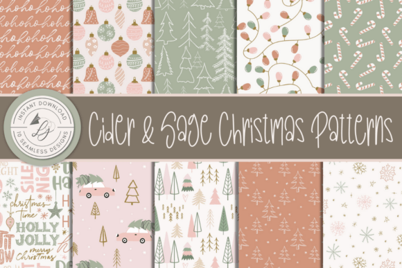 Download Blush Sage Seamless Christmas Patterns - Christmas Collection