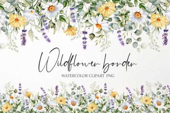 Download Watercolor Floral Border PNG. Wildflower - Watercolor floral Collection